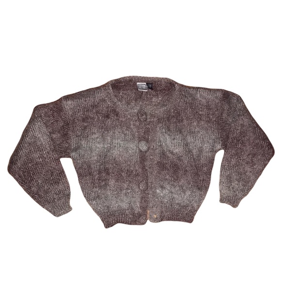 Granny Core Vintage Mohair Wool Blend Sweater, Mohair Vintage Purple Cardigan - Picture 8 of 16